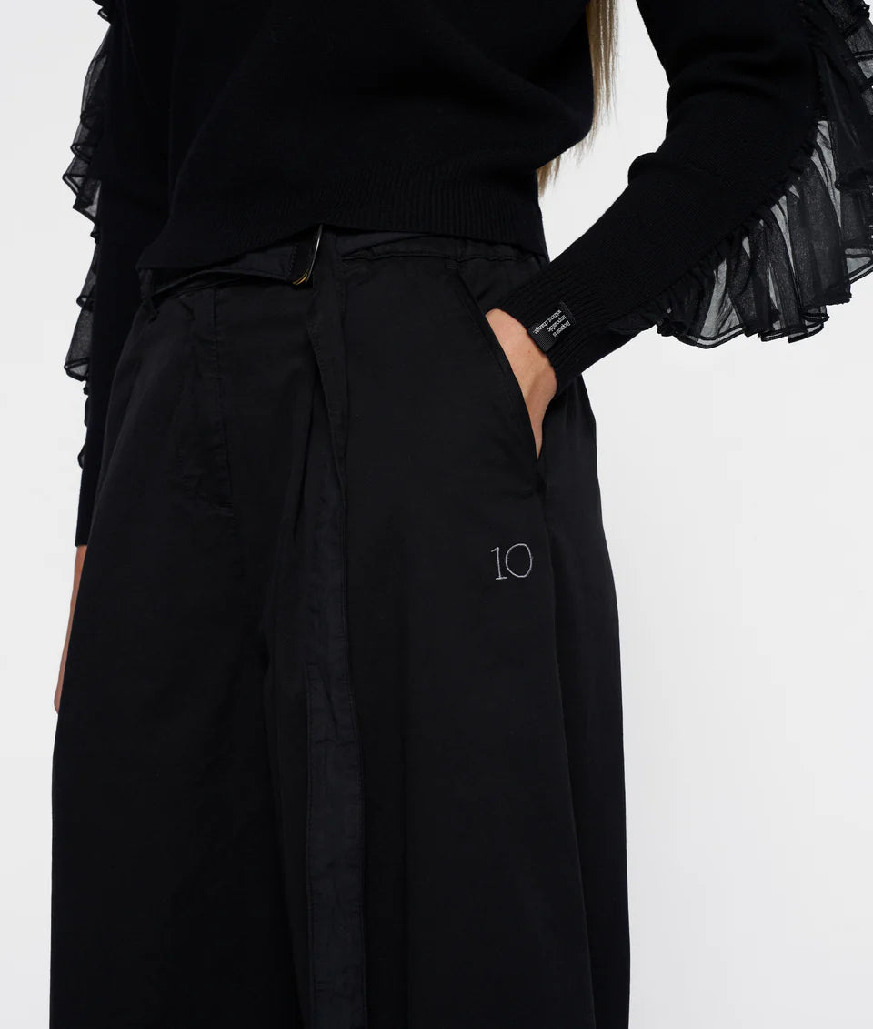 10DAYS AMSTERDAM Wide Legs Pants Twill black