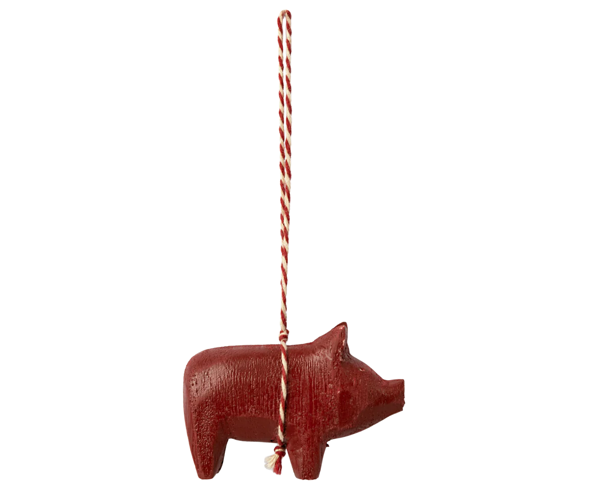 MAILEG Holzornament Schwein Rot