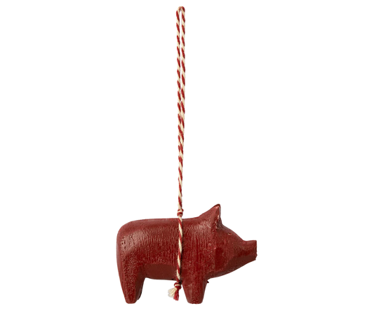 MAILEG Holzornament Schwein Rot