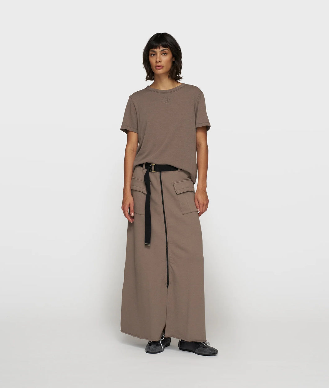 10DAYS AMSTERDAM Belted Midi Skirt Fleece