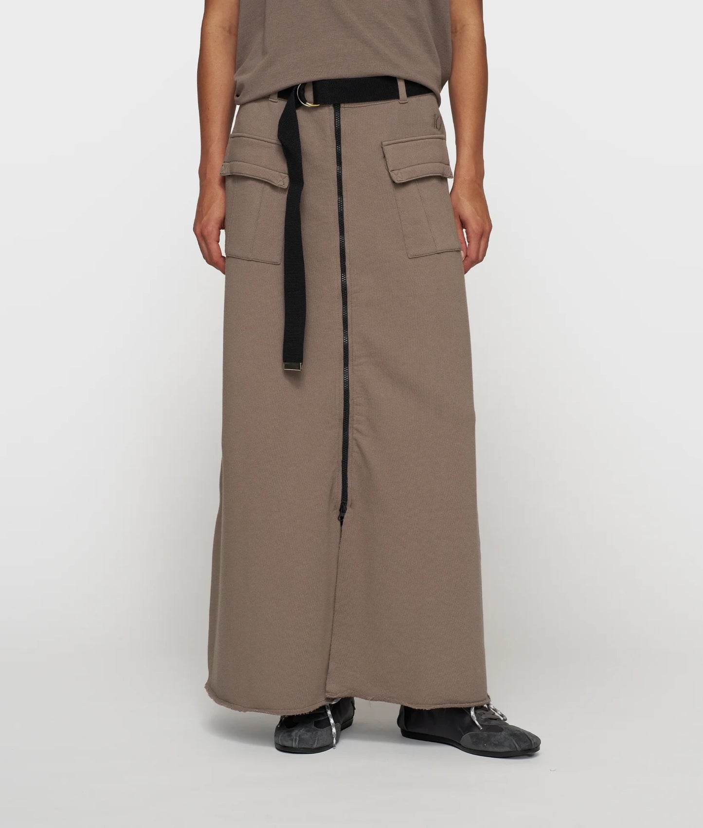 10DAYS AMSTERDAM Belted Midi Skirt Fleece