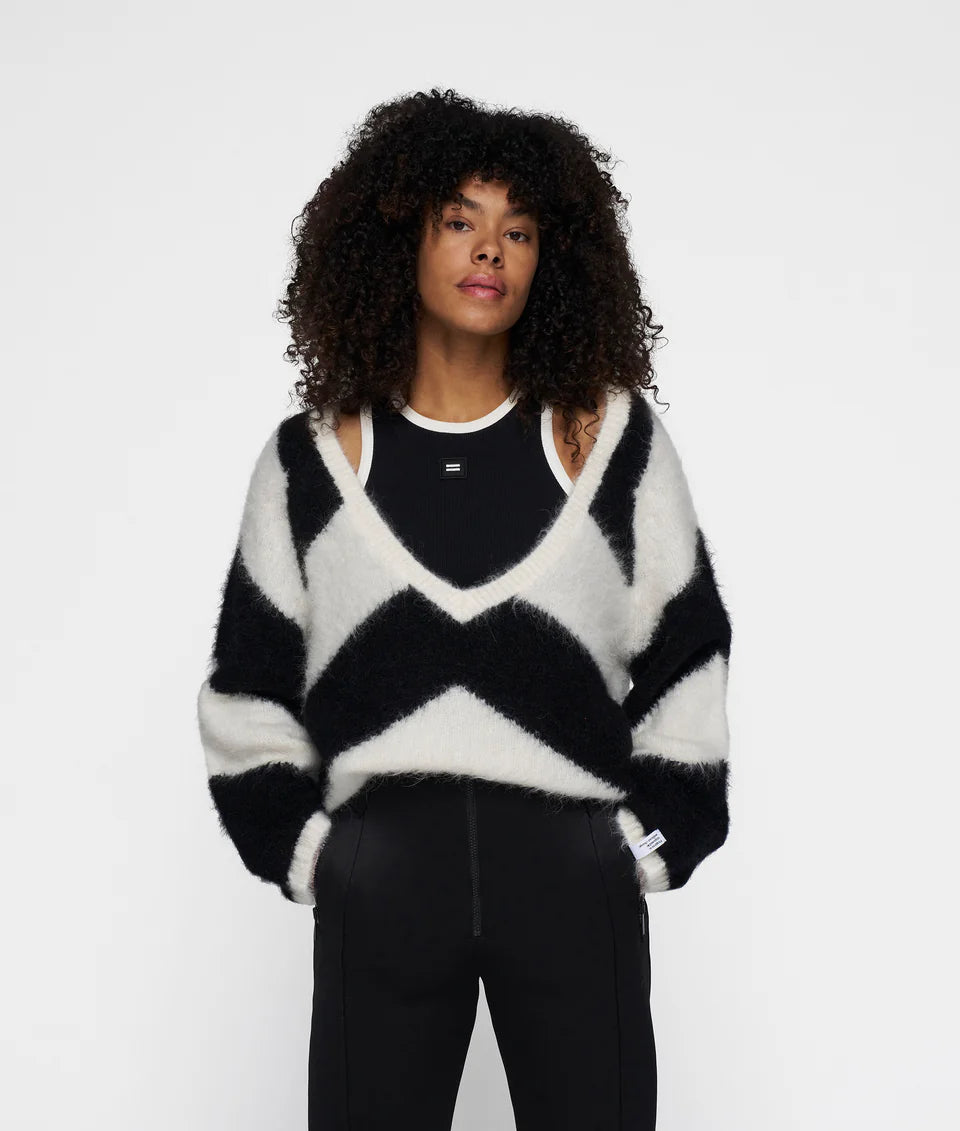 10 DAYS AMSTERDAM Soft V-Neck Sweater Stripe