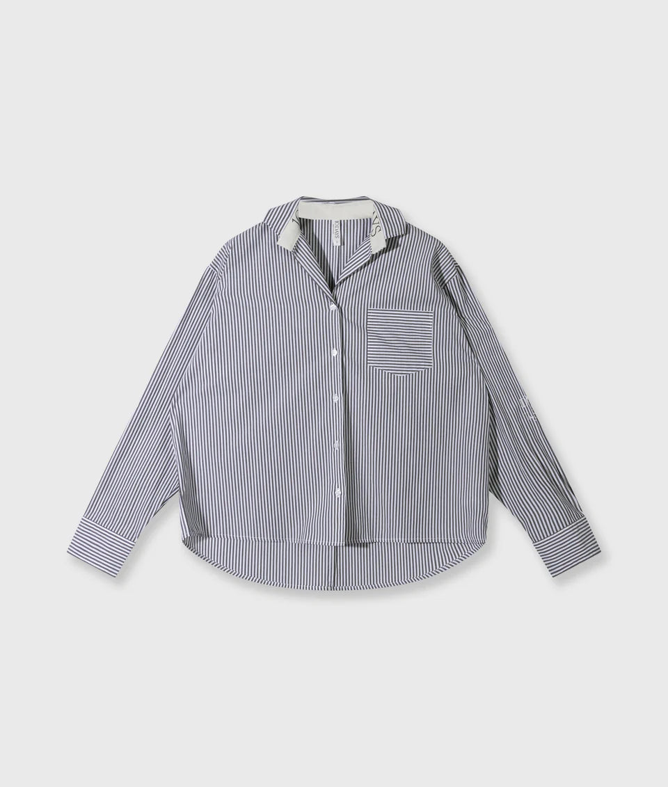 10DAYS AMSTERDAM Shirt Stripes White/ Charcoal