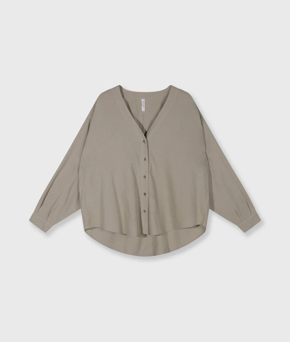 10DAYS AMSTERDAM Cotton Linen Blouse - Fog