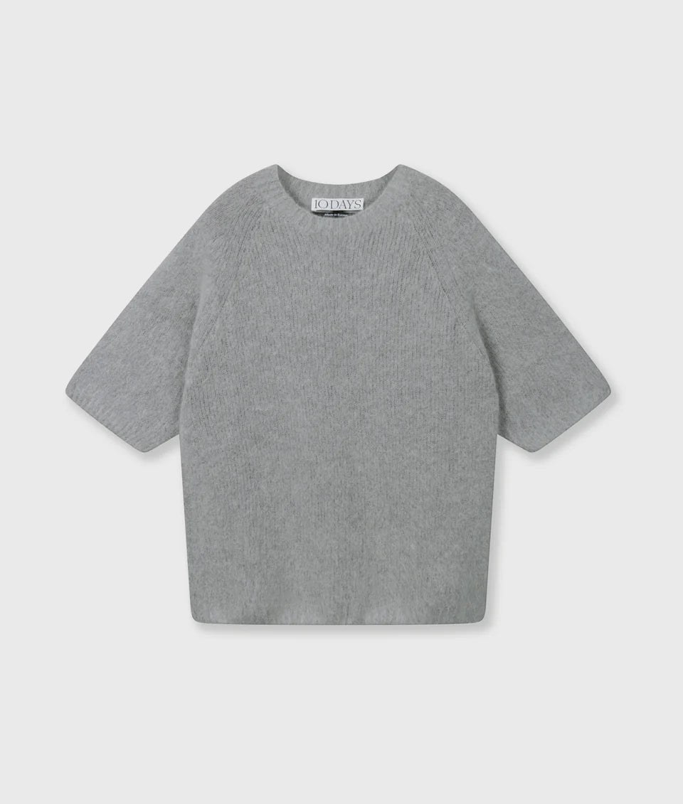 10DAYS AMSTERDAM Short Sleeve Knit Sweater Light Graphite
