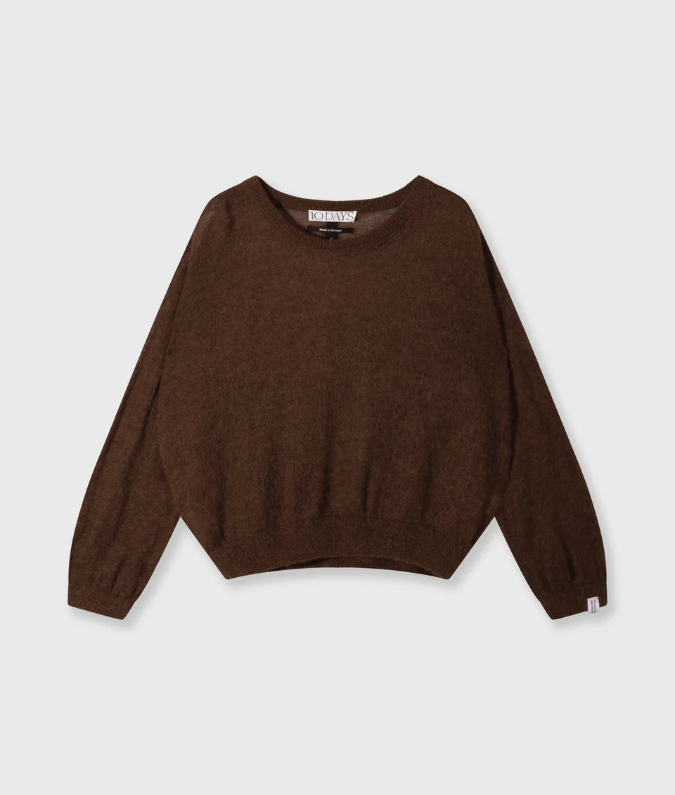 10DAYS AMSTERDAM Thin Knit Sweater Dark Truffle