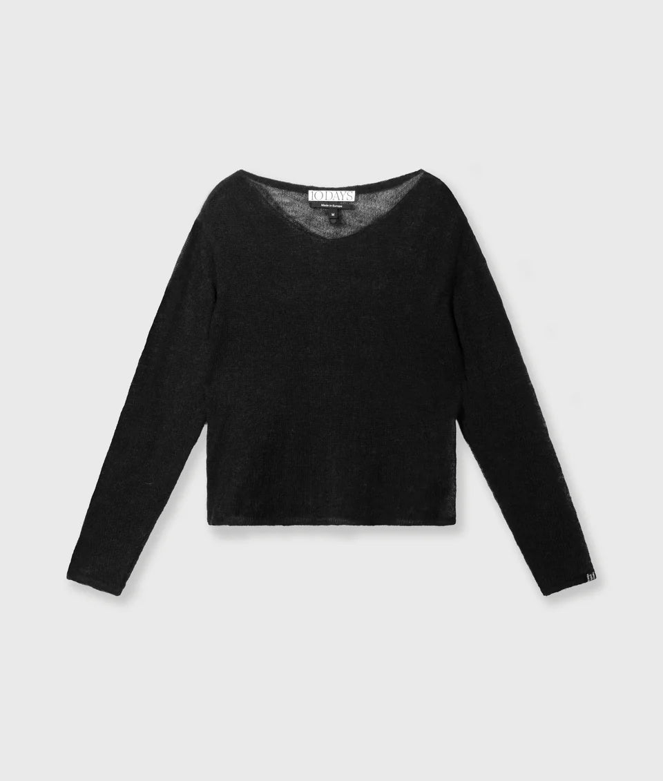 10DAYS AMSTERDAM Thin Knit Sweater Black