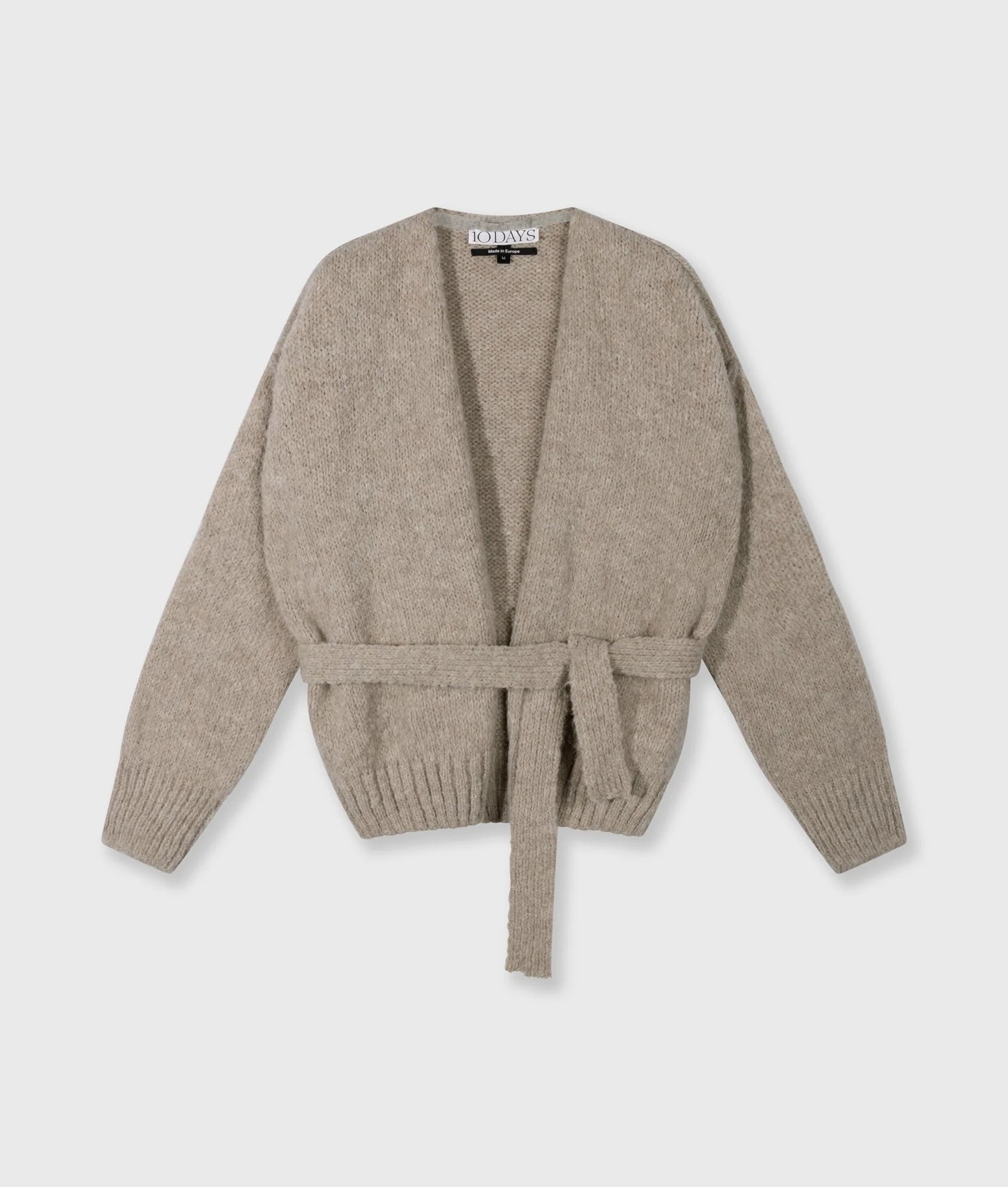 10DAYS AMSTERDAM Short Belted Knit Cardigan - Fog