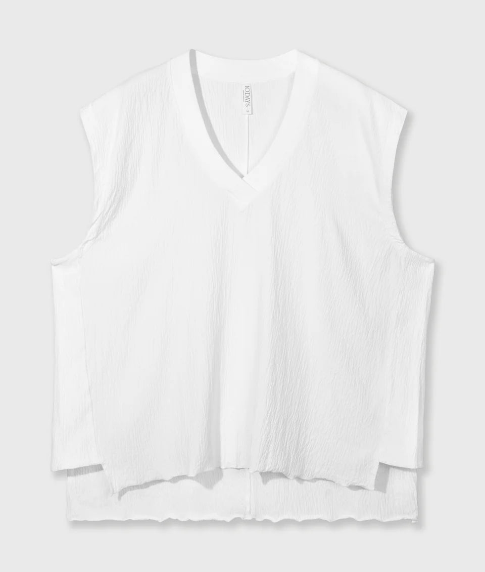 10DAYS AMSTERDAM V-Neck Crinkle Top - Ecru