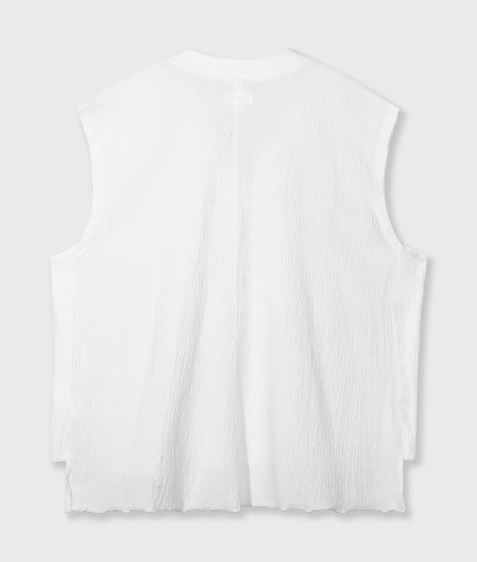 10DAYS AMSTERDAM V-Neck Crinkle Top - Ecru