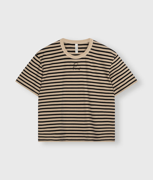 10DAYS AMSTERDAM Thick Cotton Tee Stripes Safari/Black