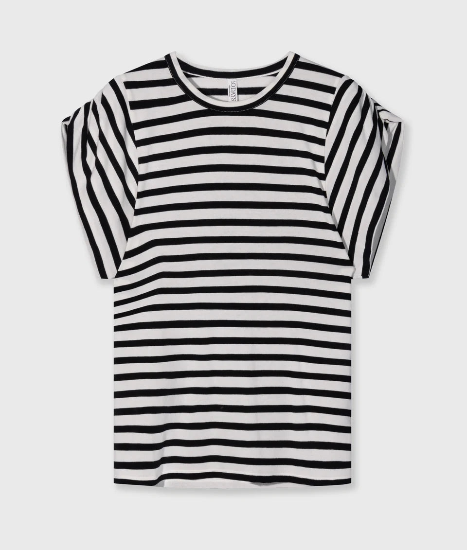 10DAYS AMSTERDAM Strong Shoulder Tee Modal Stripes