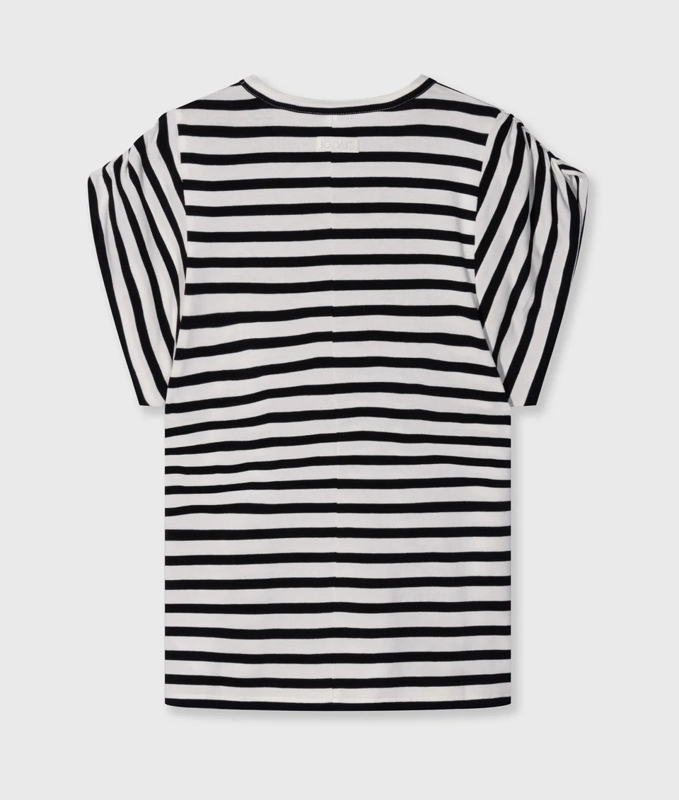 10DAYS AMSTERDAM Strong Shoulder Tee Modal Stripes