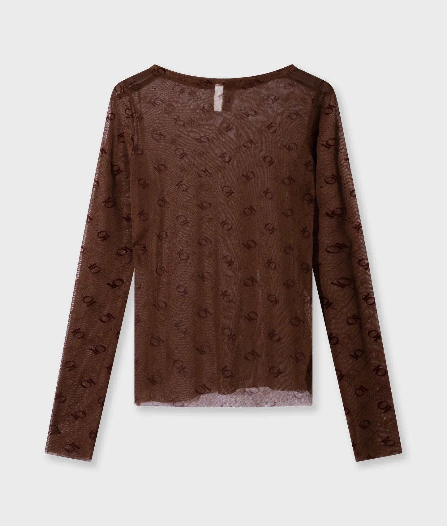 10DAYS AMSTERDAM Mesh Long Sleeve Monogram - Dark Truffle