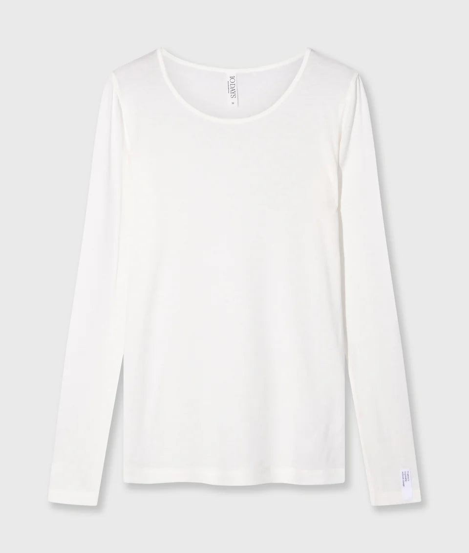 10DAYS AMSTERDAM Extra long Sleeve Tee Modal Ecru