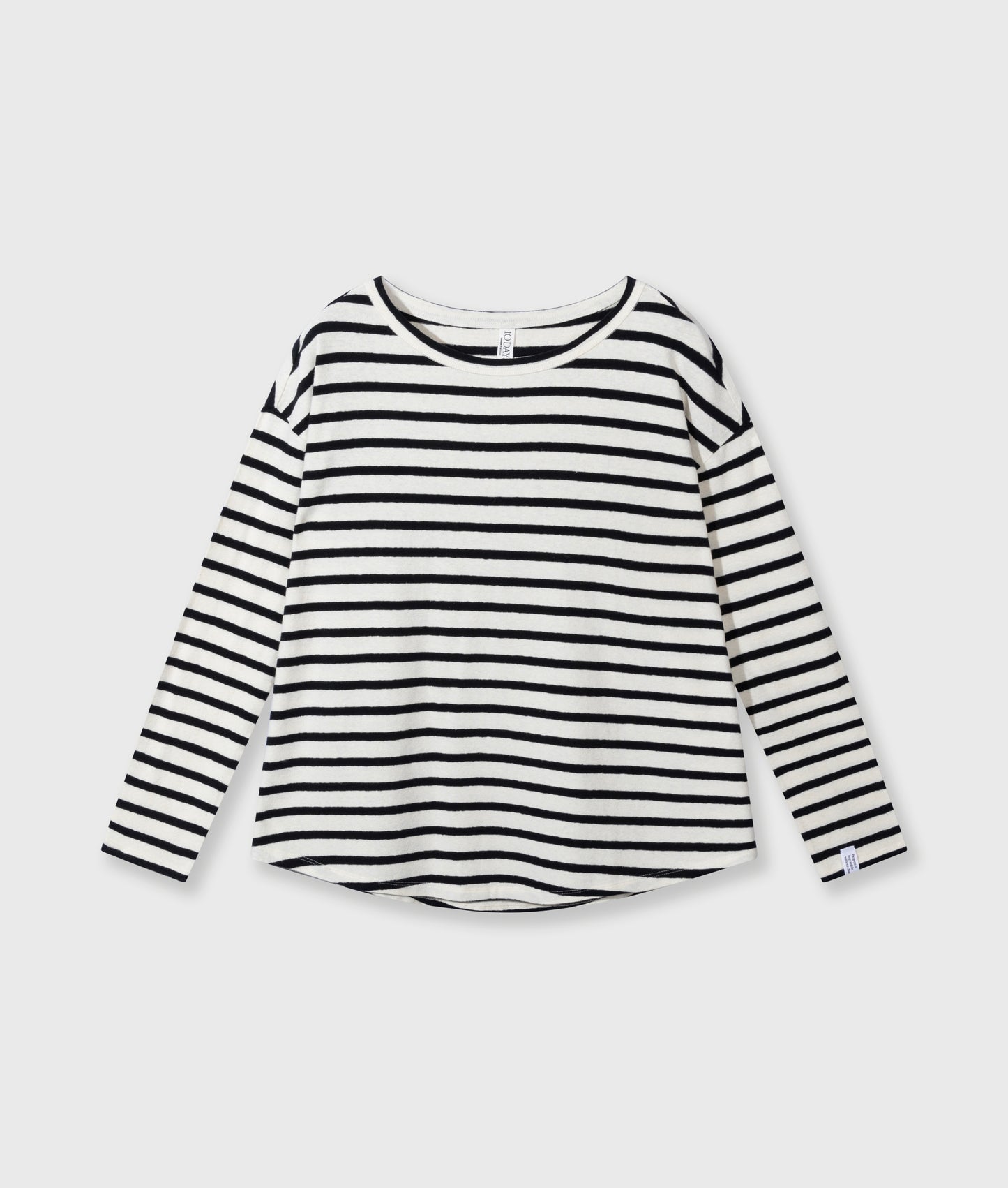 10 DAYS AMSTERDAM Longsleeve Tee Linen Stripes Ecru/Black