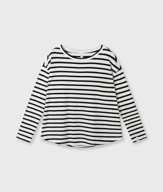 10 DAYS AMSTERDAM Longsleeve Tee Linen Stripes Ecru/Black