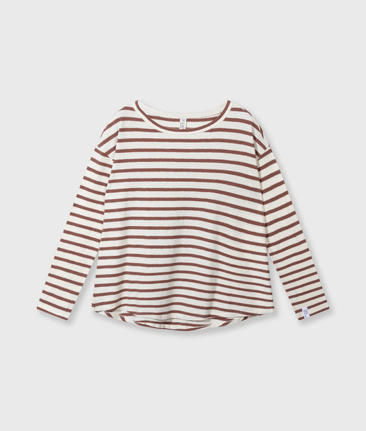 10 DAYS AMSTERDAM Longsleeve Tee Linen Stripes Ecru/Fudge