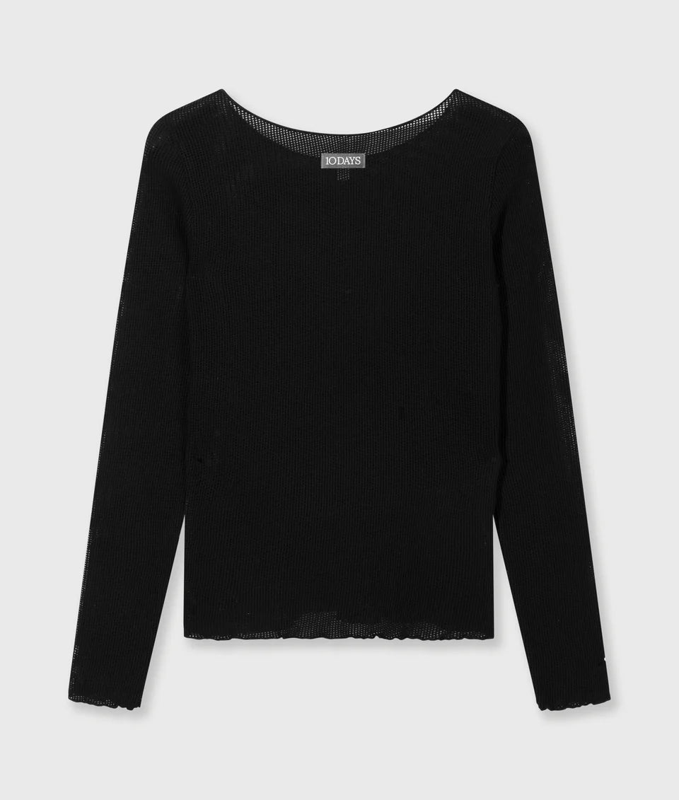 10DAYS AMSTERDAM Long Sleeve Tee Mesh Black