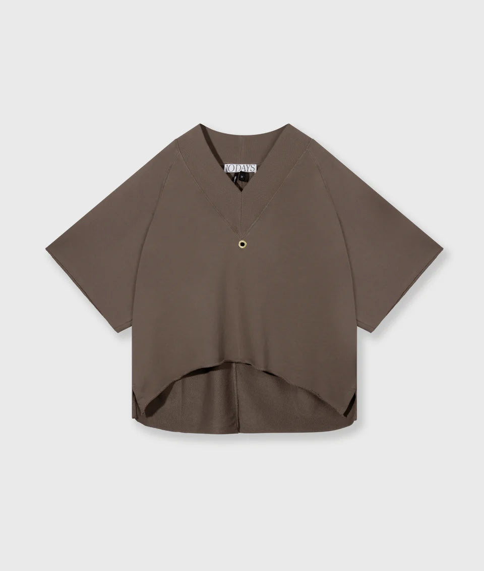 10DAYS AMSTERDAM Shortsleeve Sweater V-Neck Moonrock