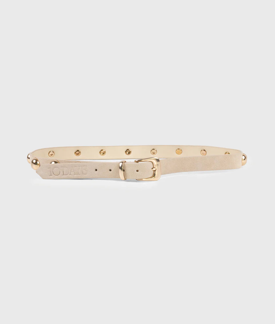 10DAYS AMSTERDAM Suede Belt Studs Soft Vanilla