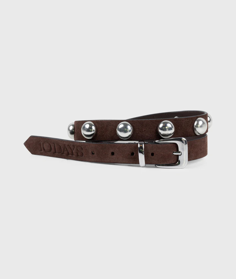 10DAYS AMSTERDAM Suede Belt Studs Dark Brown
