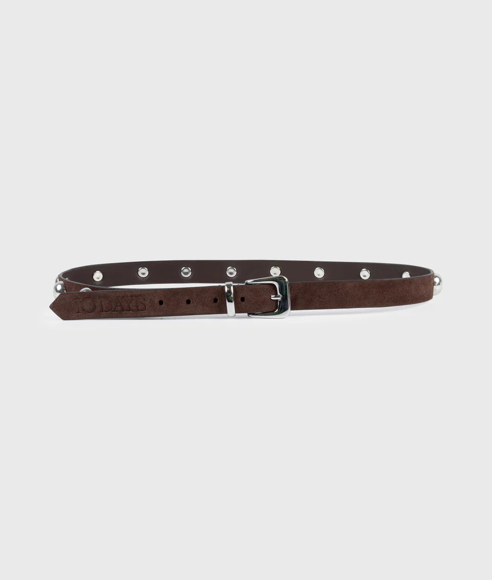 10DAYS AMSTERDAM Suede Belt Studs Dark Brown