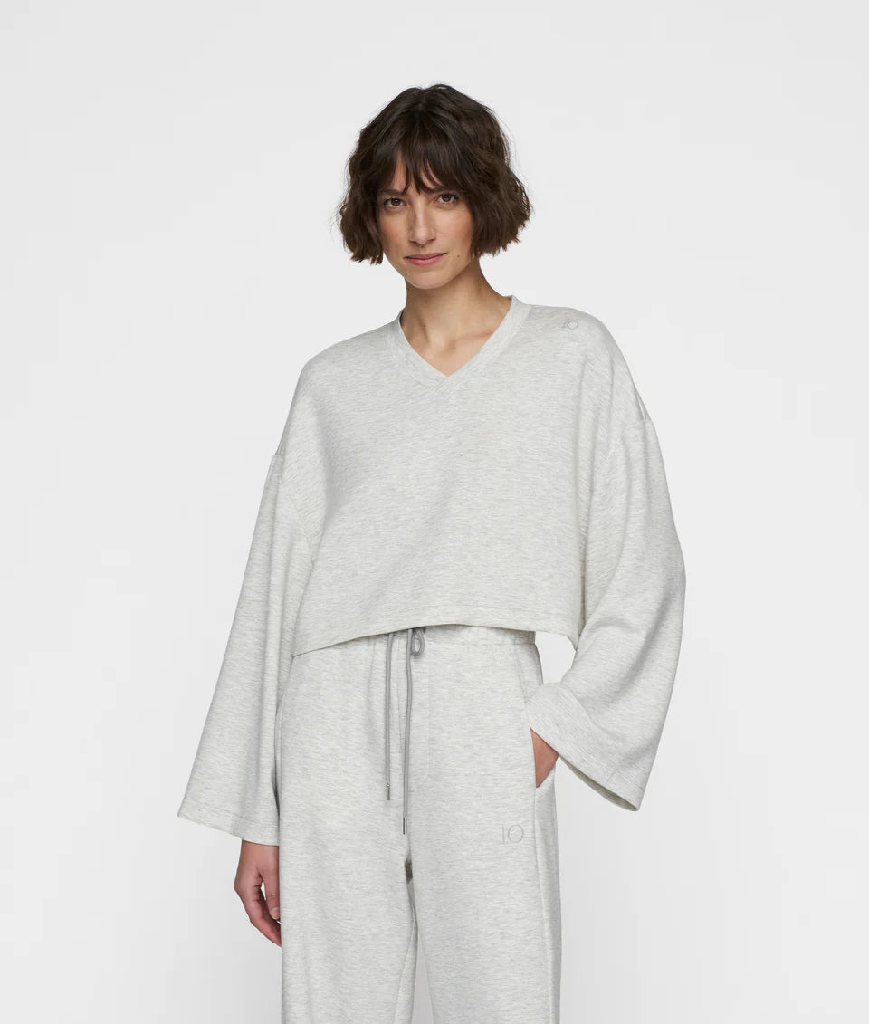 10DAYS AMSTERDAM Soft Scuba Kimono Sweater Grey Melee