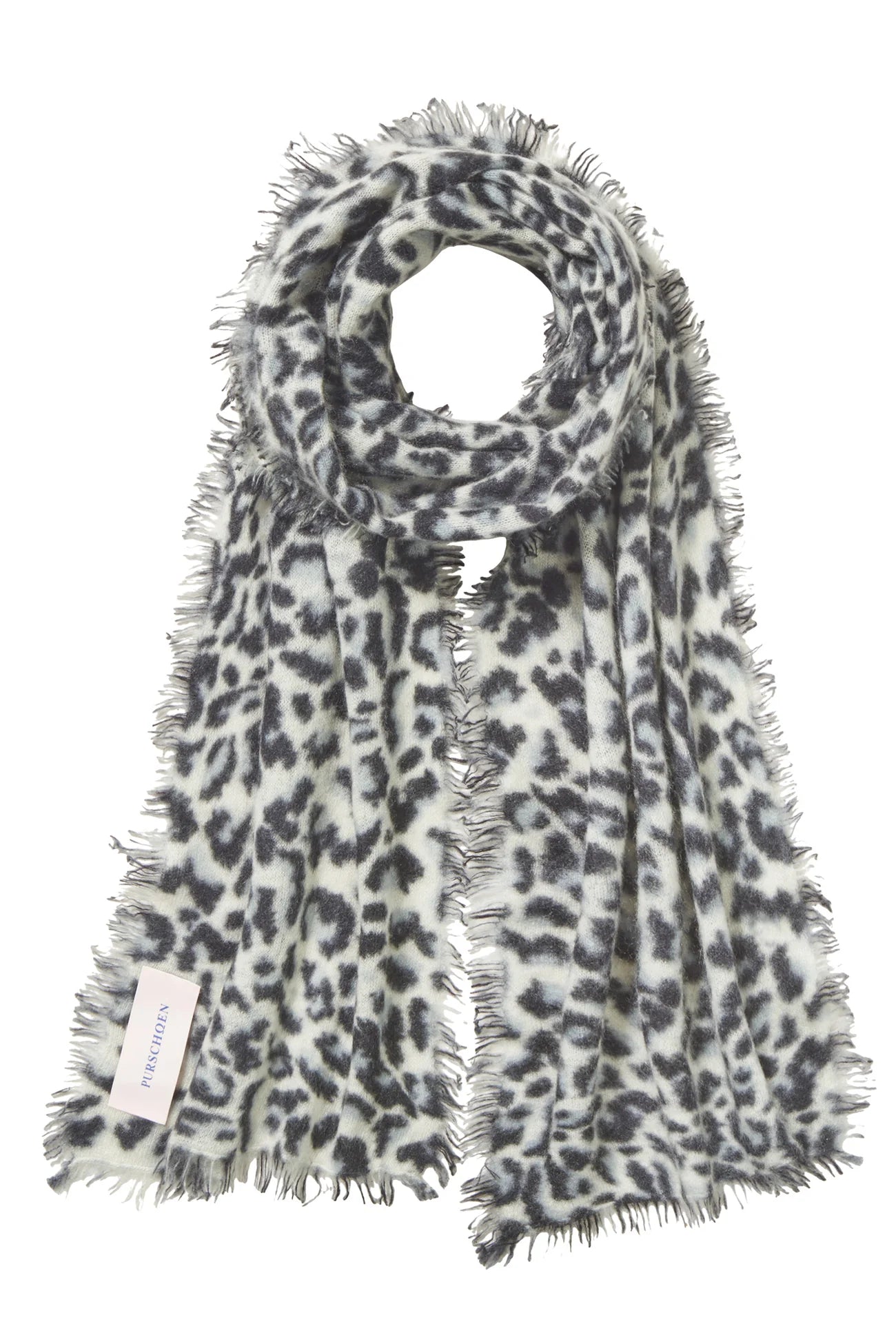 PURSCHÖN Pure Cashmere Schal Slim Leo black-grey