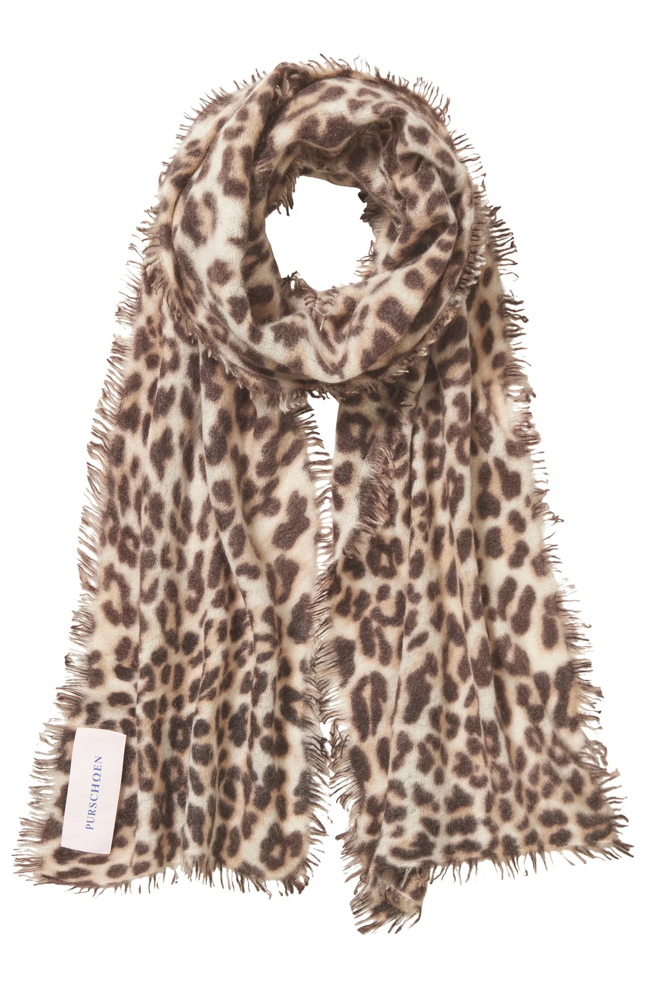 PURSCHÖN Pure Cashmere Schal Slim Leo beige-schoko