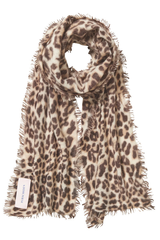 PURSCHÖN Pure Cashmere Schal Slim Leo beige-schoko