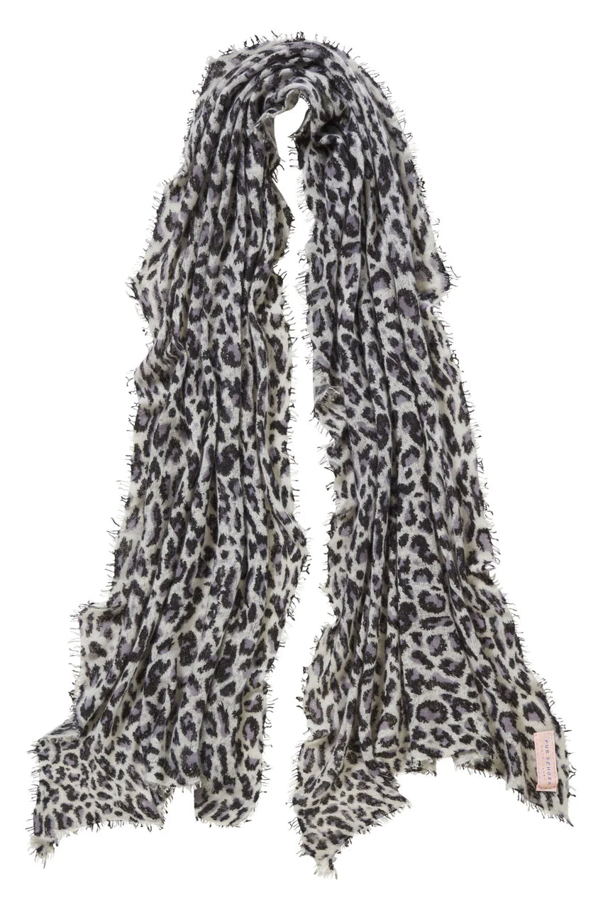 PURSCHÖN Pure Cashmere Schal Leo grau-schwarz