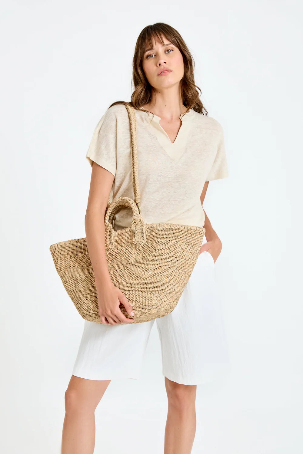IBELIV Korbtasche Soma aus Raffia - Tea