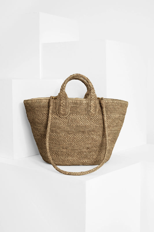 IBELIV Korbtasche Soma aus Raffia - Dark Tea