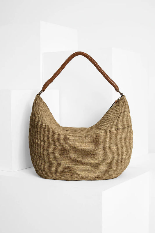 IBELIV Hobotasche Utopia aus Raffia - Dark Tea