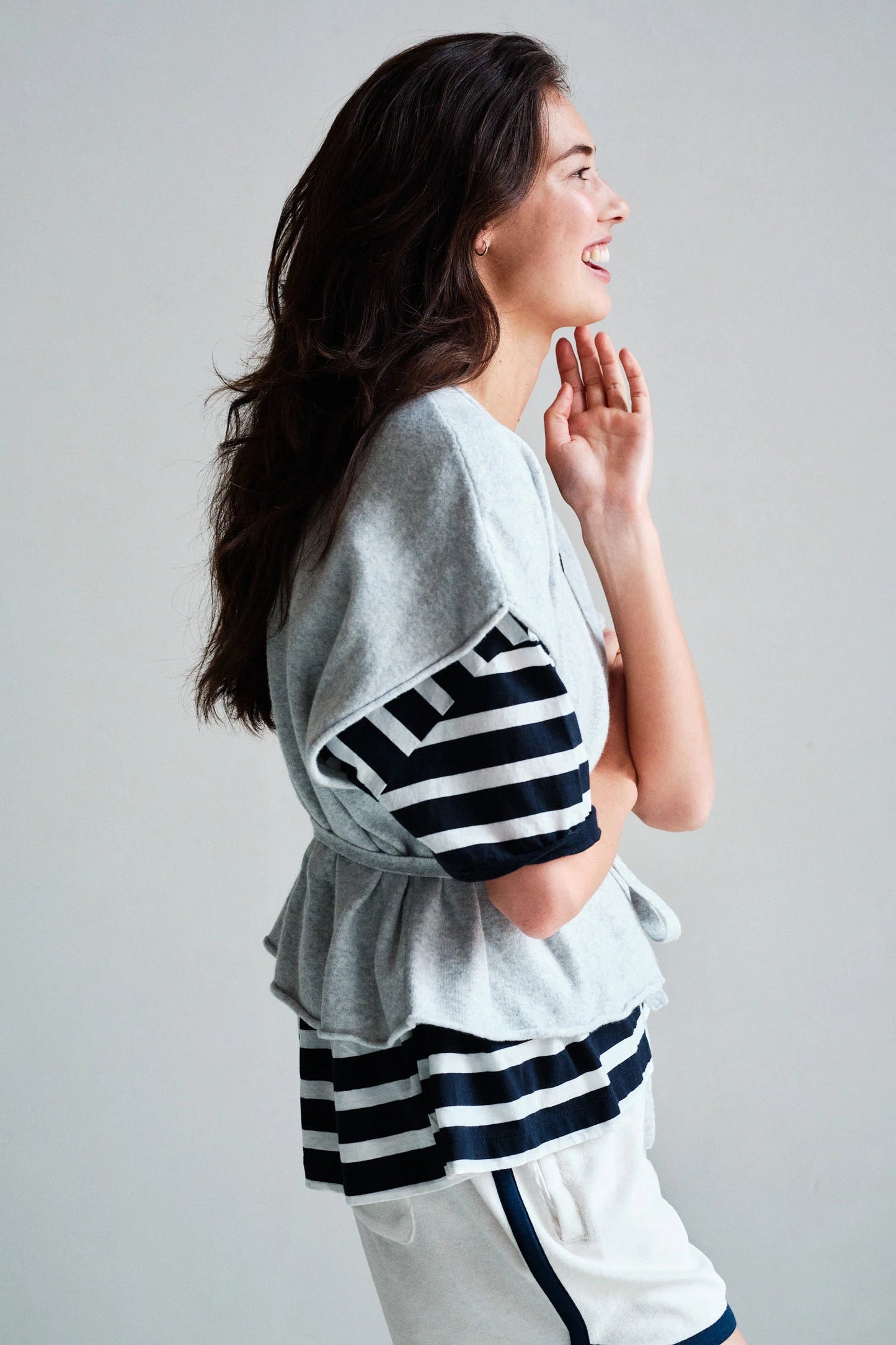 PENN & INK Cardigan Grey Melange