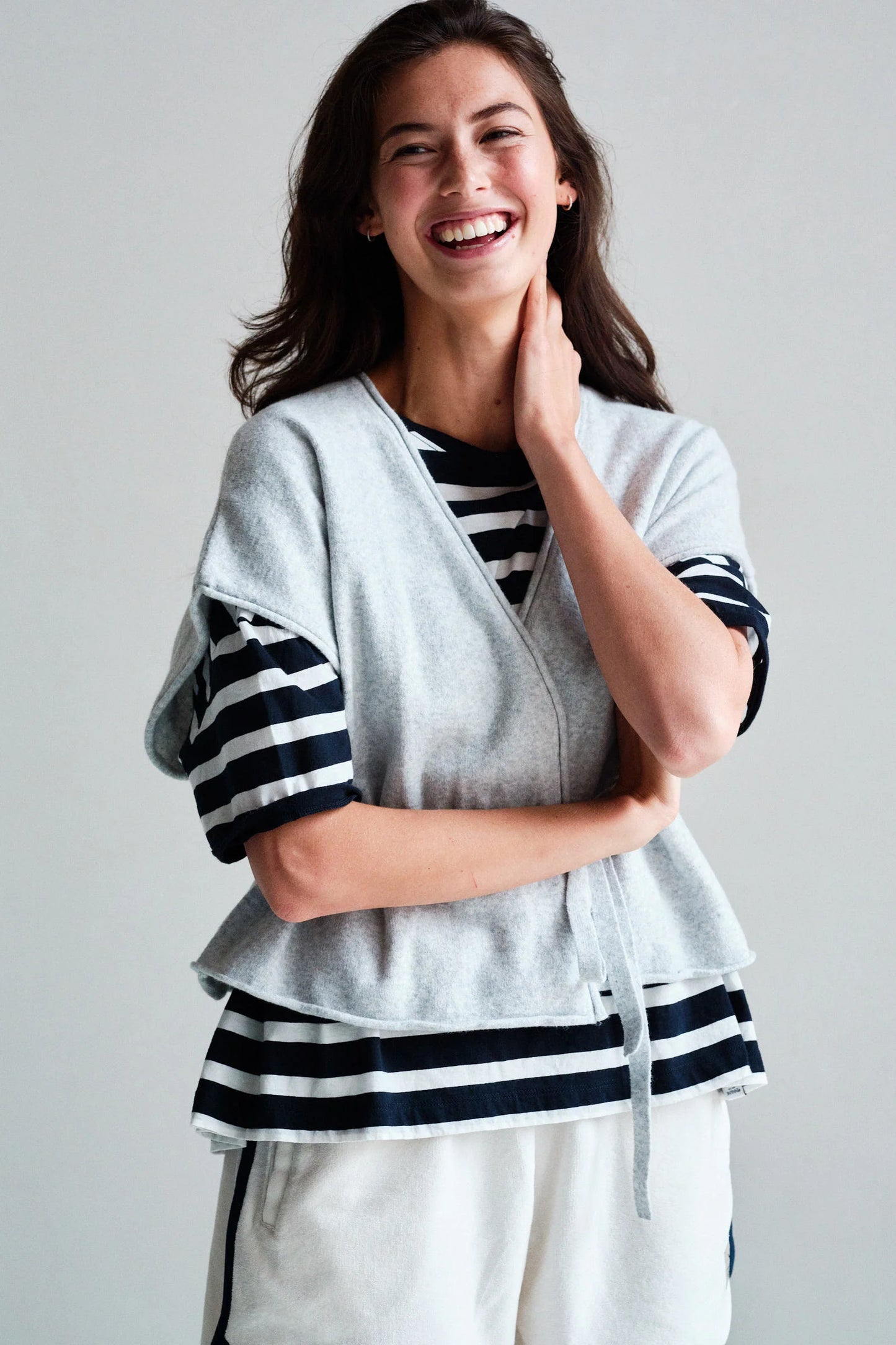 PENN & INK Cardigan Grey Melange