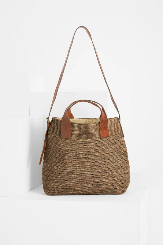 IBELIV Cabastasche Mety aus Raffia - Dark Tea