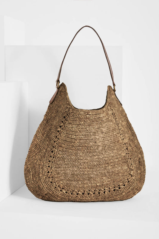 IBELIV Hobobag Meva aus Raffia - Dark Tea