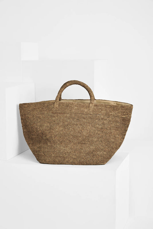IBELIV Einkaufstasche Vanilla aus Raffia - Dark Tea