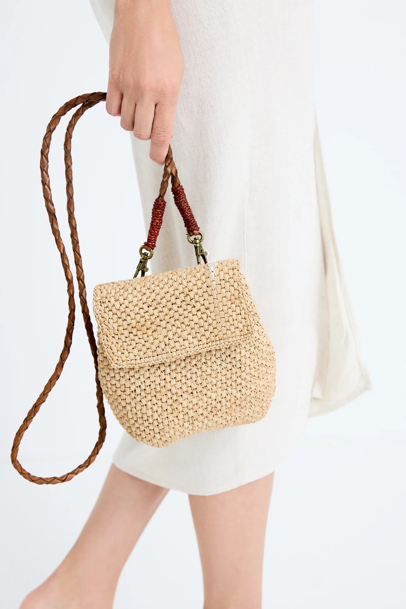 IBELIV Minitasche Zaz aus Raffia - Tea