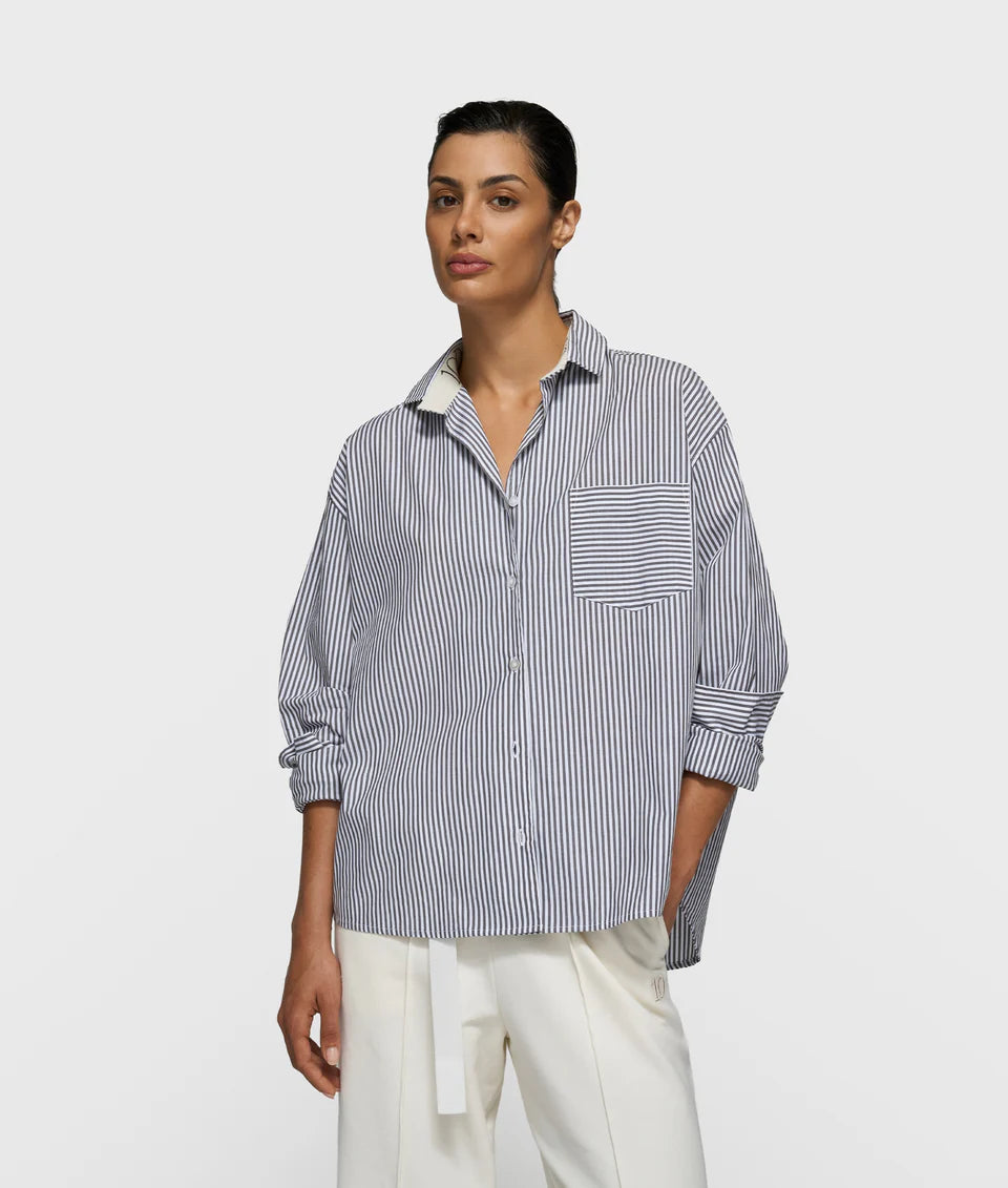 10DAYS AMSTERDAM Shirt Stripes White/ Charcoal