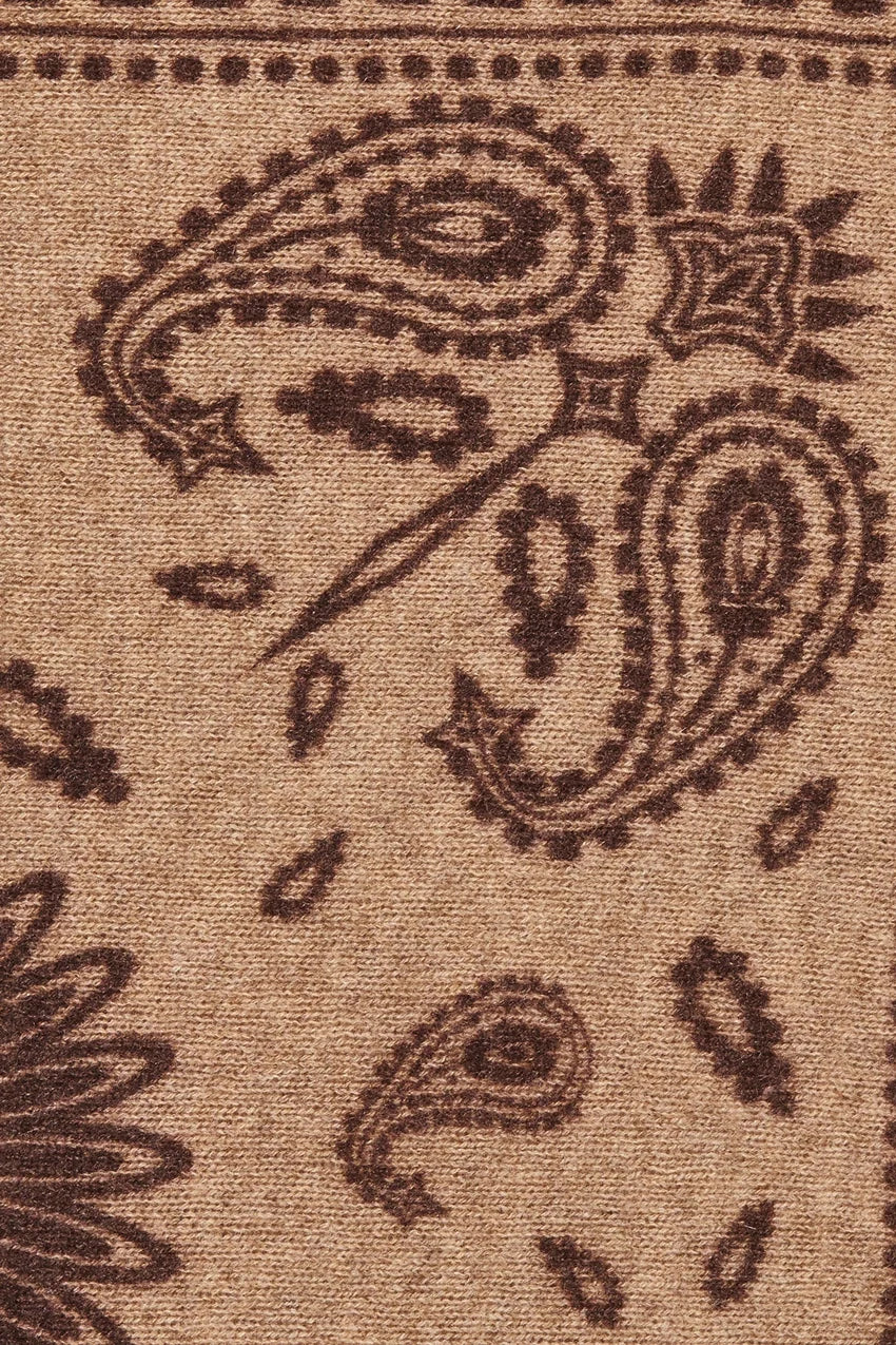 PURSCHÖN Cashmere Bandana Paisley Bloom Taupe-Chocolate