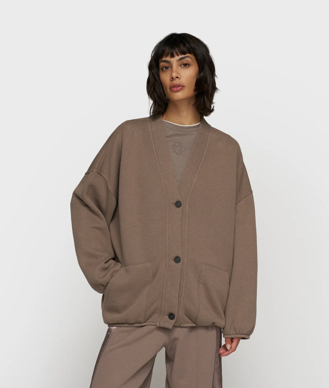 10DAYS AMSTERDAM Baseball Cardigan Fleece Moonrock