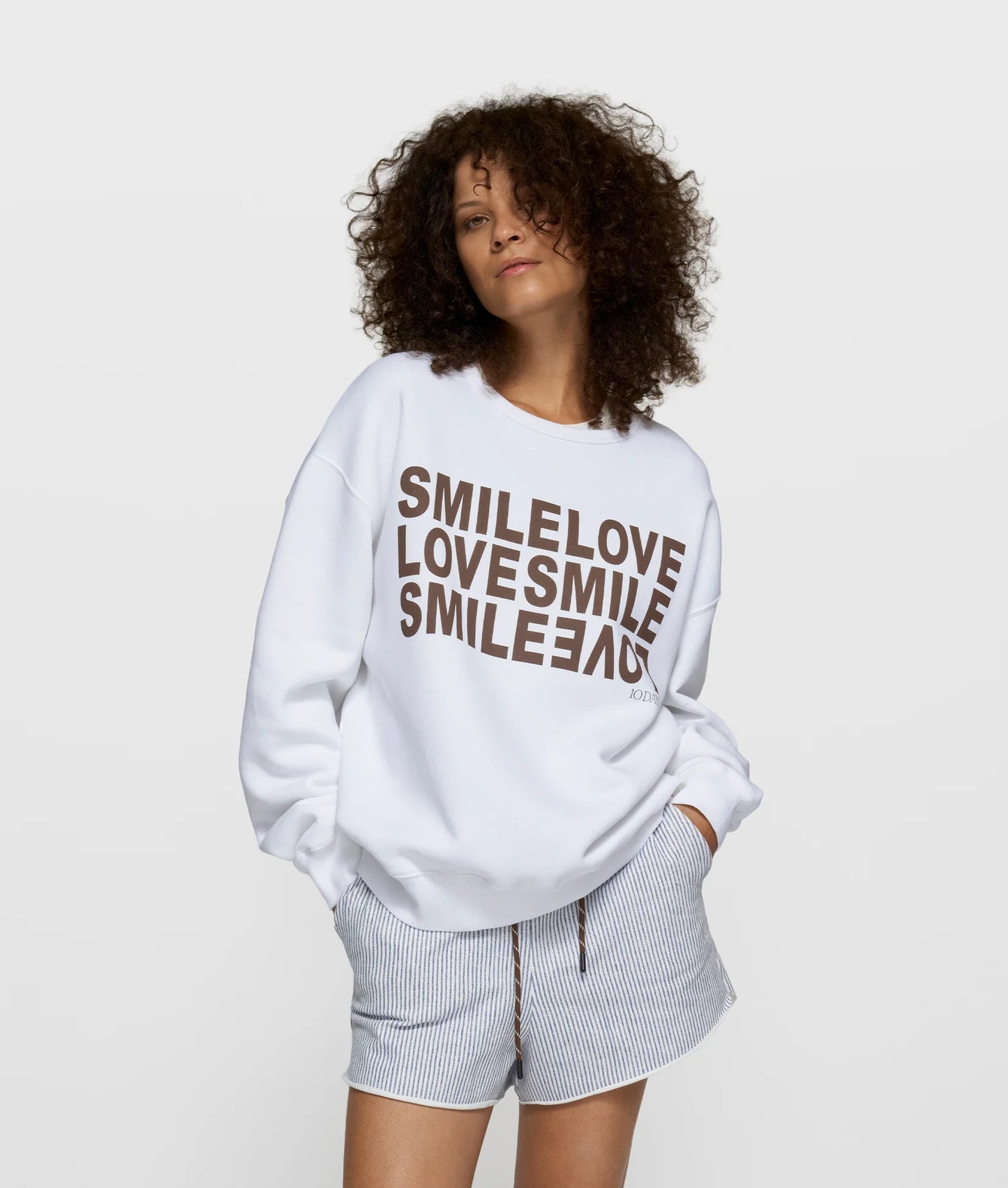 10DAYS AMSTERDAM Statement Sweater Smile White