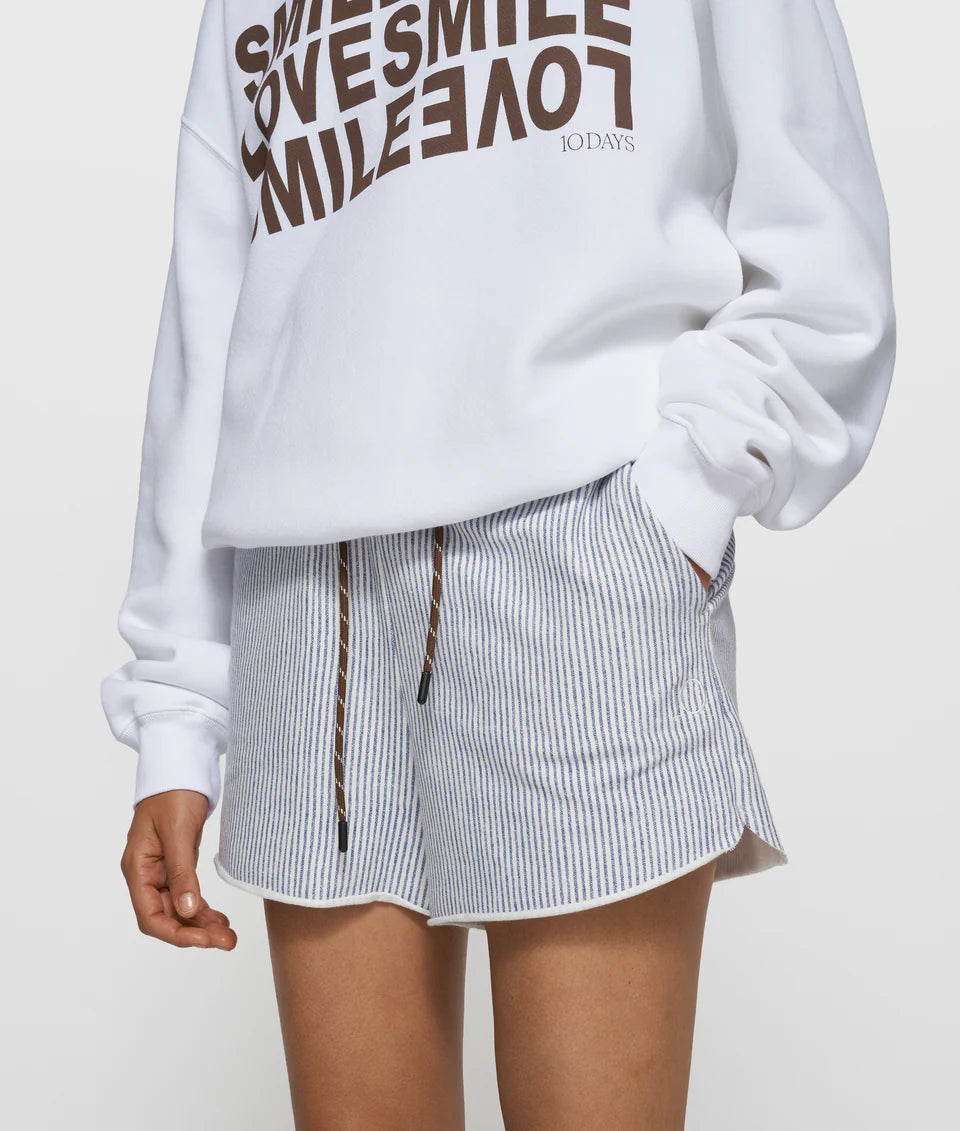10DAYS AMSTERDAM Easy Shorts Stripes White/ Blue