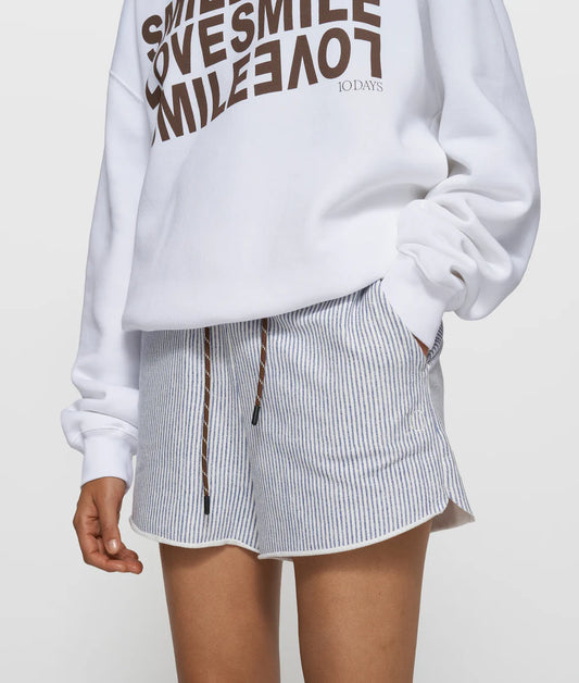 10DAYS AMSTERDAM Easy Shorts Stripes White/ Blue