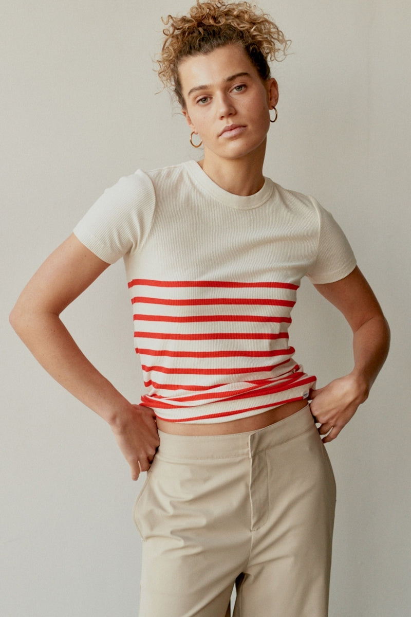 PENN & INK N.Y. T-Shirt Stripe Coral