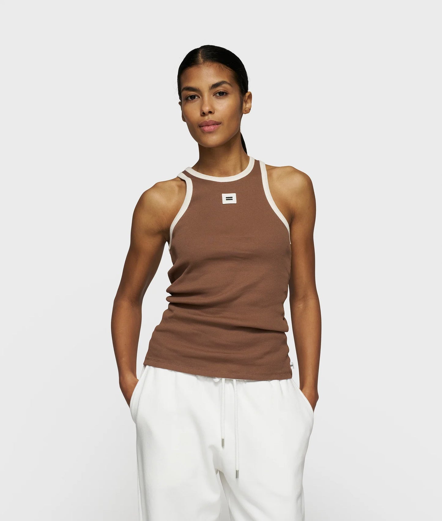 10DAYS AMSTERDAM Tank Top Rib Kontrast Truffle