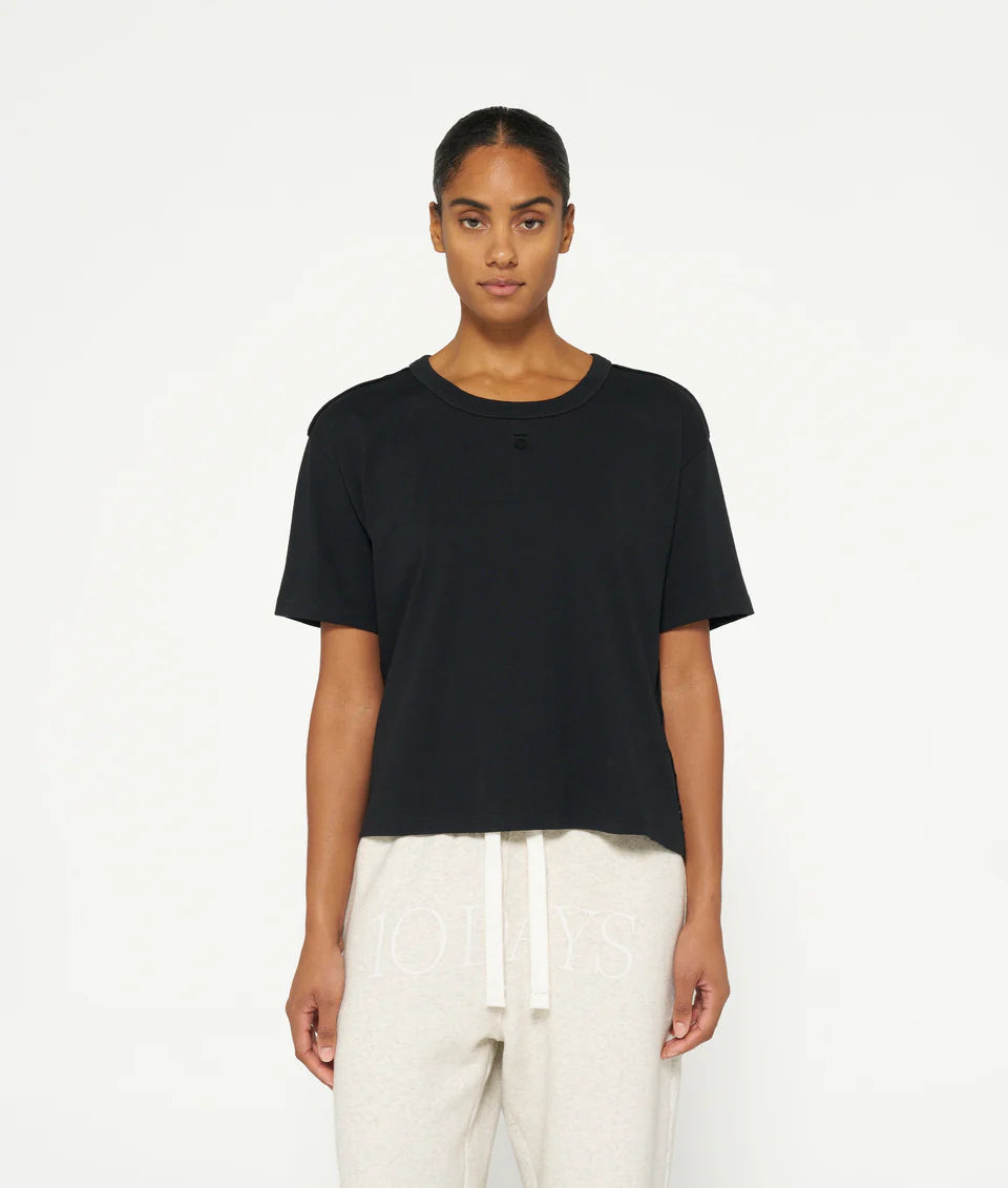 10DAYS AMSTERDAM Thick Cotton Tee Shirt Black